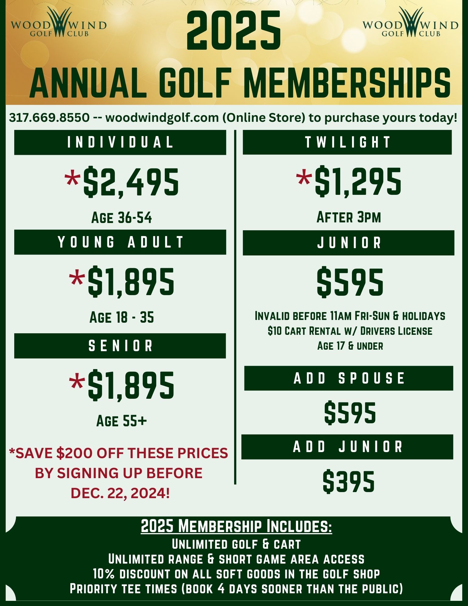 2025 Annual Golf Memberships flyer