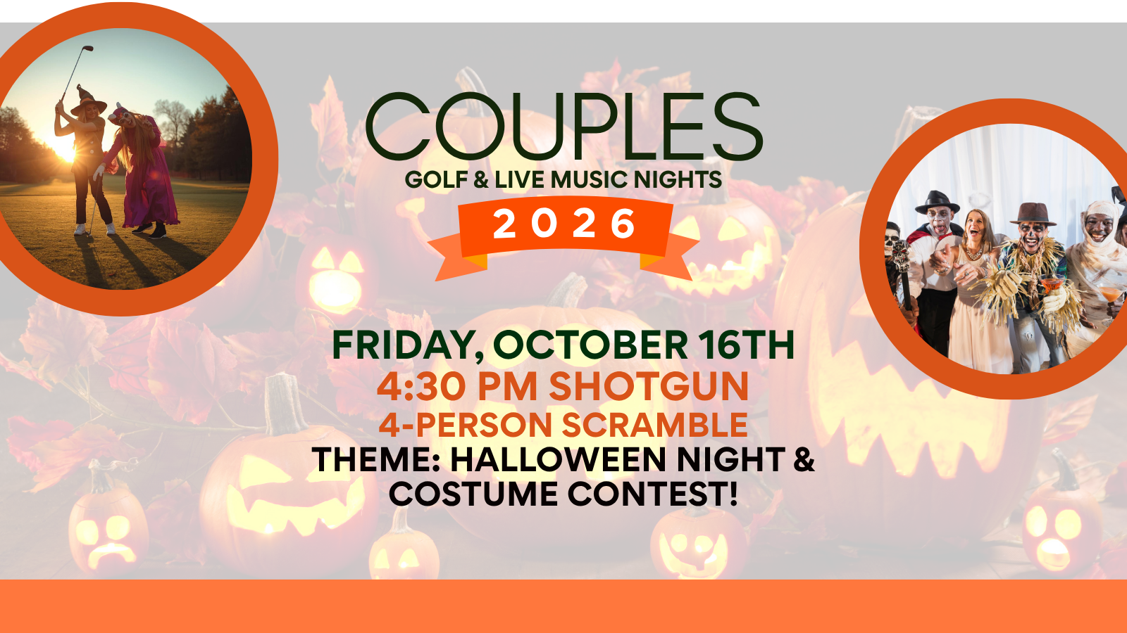 Wood Wind Golf Course Couples Golf Night Golf Scramble Live Music Halloween Theme