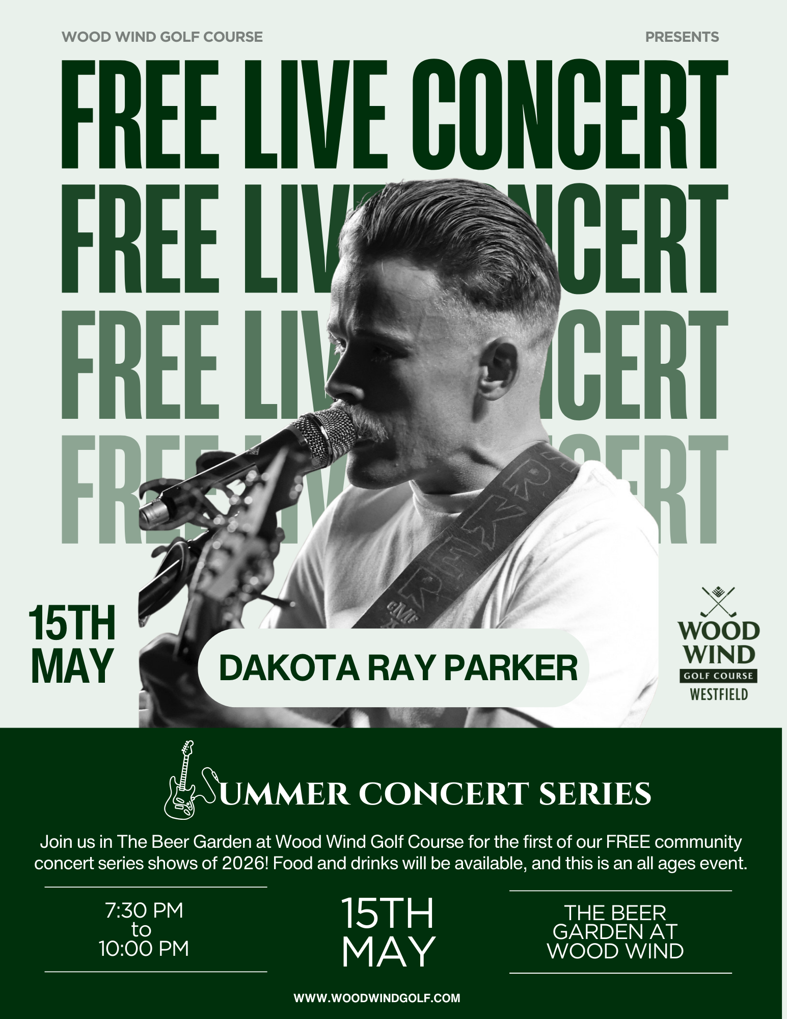 Free Summer Concert Series in The Beer Garden at Wood Wind Golf Course featuring Dakota Ray Parker