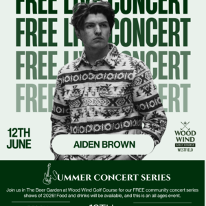 Free Live Music Summer Concert Series in The Beer Garden at Wood Wind Golf Course featuring Aiden Brown