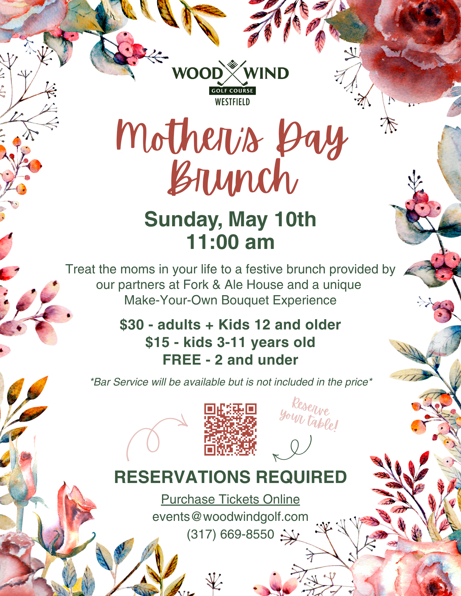 Mothers Day Brunch at Wood Wind Golf Course in Westfield Indiana 