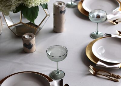 Place Setting Seated Dinner in The Pavilion Banquet and Event Space at Wood Wind Golf Course in Westfield Indiana