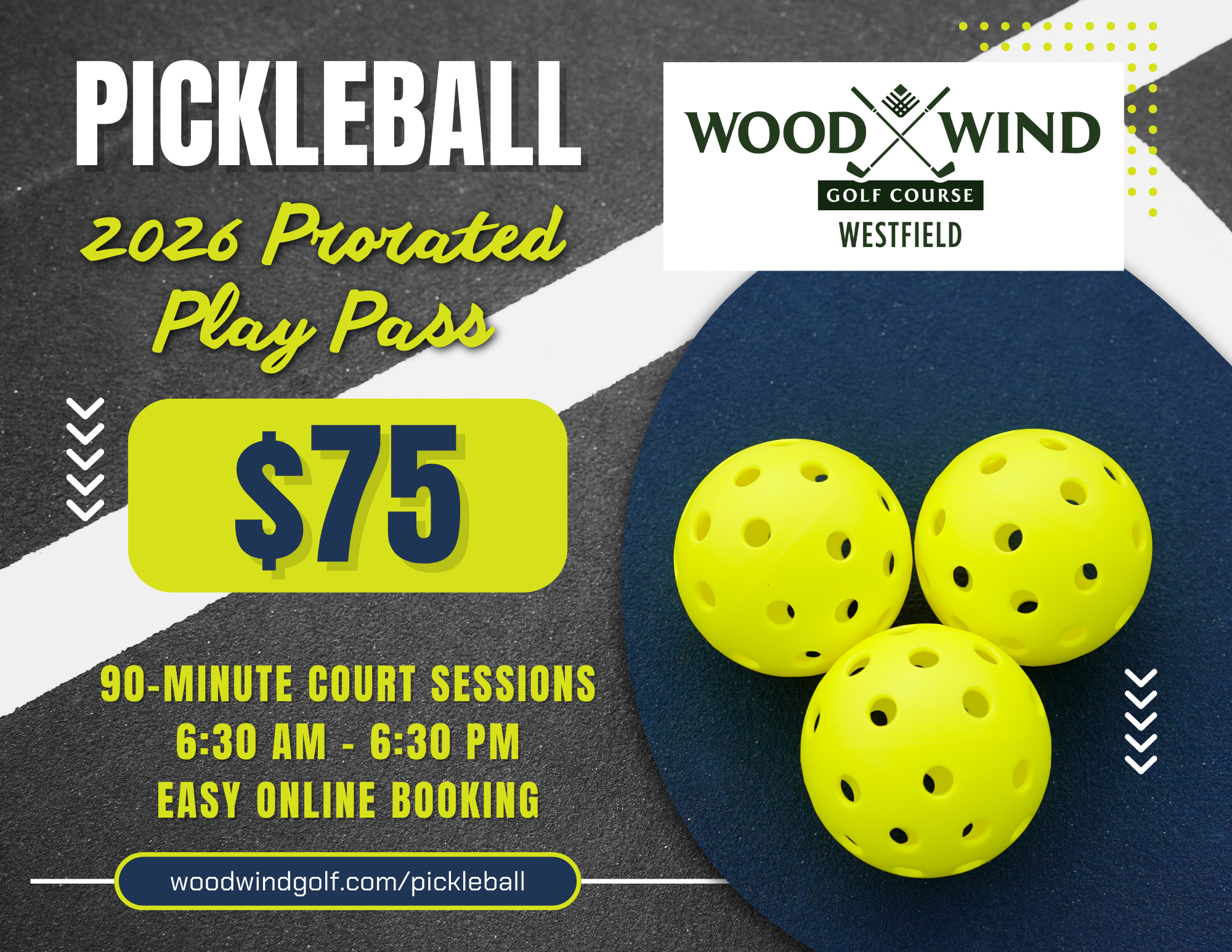 Pickleball membership at Wood Wind Golf Course in Westfield Indiana<br />
